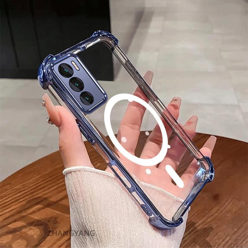 Ốp Lưng Cho Realme C75 Chức Năng Hút Từ Tính Thẩm Mỹ Thiết Kế Mới Vỏ Điện Thoại Chống Sốc Bốn Góc Mạ Điện Ốp Lưng Mềm TPU Trong Suốt Độ Nét Cao