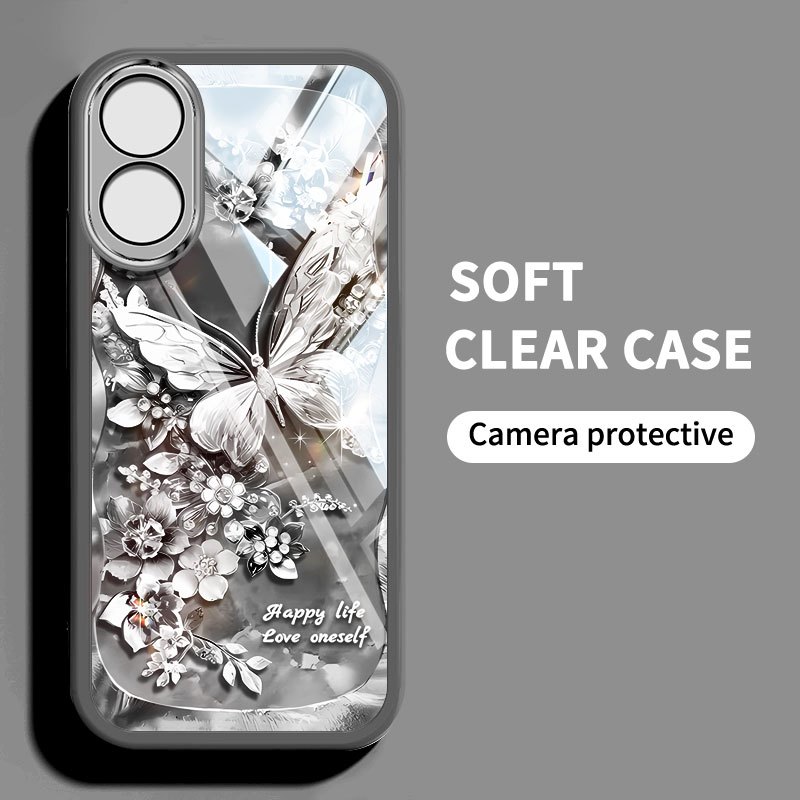 Vỏ YBD Cho OPPO A78 4G 5G A79 A38 A18 A58 A60 A1X A2X A2 5G Tranh Sơn Dầu Động Vật Và Ngọc Trai Bướm Vỏ Điện Thoại