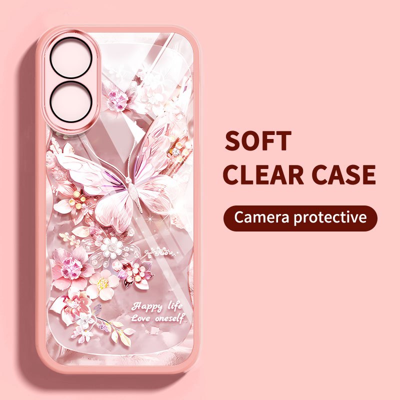 Vỏ YBD Cho OPPO A78 4G 5G A79 A38 A18 A58 A60 A1X A2X A2 5G Tranh Sơn Dầu Động Vật Và Ngọc Trai Bướm Vỏ Điện Thoại