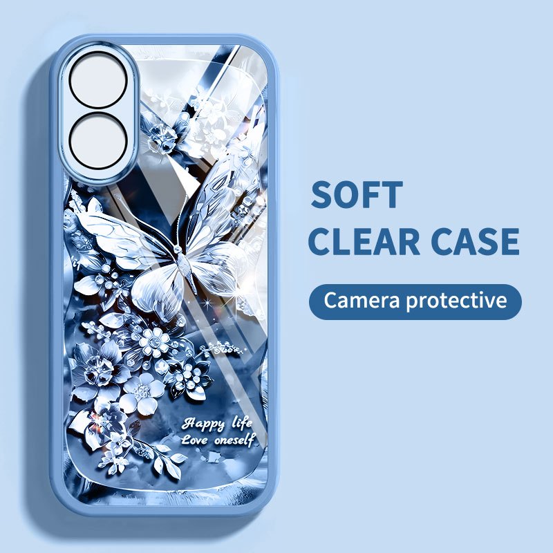 Vỏ YBD Cho OPPO A78 4G 5G A79 A38 A18 A58 A60 A1X A2X A2 5G Tranh Sơn Dầu Động Vật Và Ngọc Trai Bướm Vỏ Điện Thoại