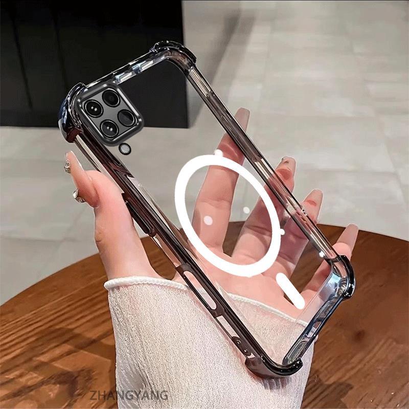 Ốp Lưng Dành Cho Samsung A12 A22 4G M12 M22 M32 Chức Năng Hút Từ Tính Thẩm Mỹ Thiết Kế Mới Của Vỏ Điện Thoại Chống Sốc Bốn Góc Mạ Điện Thoại TPU Trong Suốt Độ Nét Cao