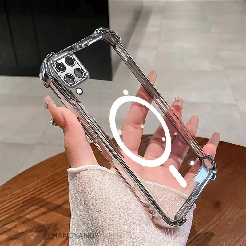 Ốp Lưng Dành Cho Samsung A12 A22 4G M12 M22 M32 Chức Năng Hút Từ Tính Thẩm Mỹ Thiết Kế Mới Của Vỏ Điện Thoại Chống Sốc Bốn Góc Mạ Điện Thoại TPU Trong Suốt Độ Nét Cao