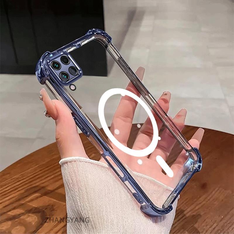 Ốp Lưng Dành Cho Samsung A12 A22 4G M12 M22 M32 Chức Năng Hút Từ Tính Thẩm Mỹ Thiết Kế Mới Của Vỏ Điện Thoại Chống Sốc Bốn Góc Mạ Điện Thoại TPU Trong Suốt Độ Nét Cao