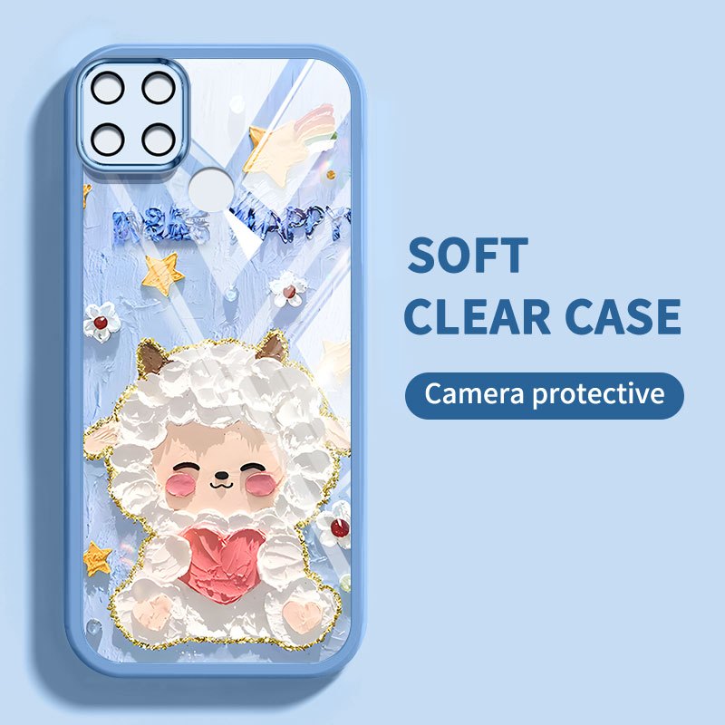 Vỏ YBD Cho Realme C12 C15 C25 C25S Realme Narzo 20 30A Tranh Sơn Dầu Động Vật Và Ngọc Trai Bướm Vỏ Điện Thoại