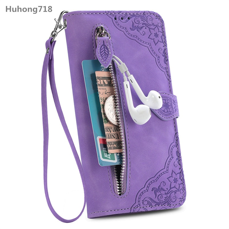 Dây Kéo Da PU Flip Cover Cho Infinix Hot 11 12 20 30 Play 50 Pro Plus 11S 20S 20i 30i 50i X6531 Smart 6 7 HD 8 9 4G Ốp Lưng Khe Cắm Thẻ Đứng Ví