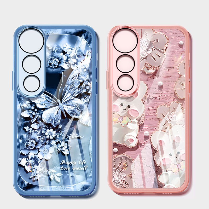 Vỏ YBD Cho Vivo V60 Lite 5G V50E V50 Lite V30 Pro V40 Pro V40 Lite Y200 Y300 Y31 Y21D 5G Tranh Sơn Dầu Động Vật Và Ngọc Trai Bướm Vỏ Điện Thoại