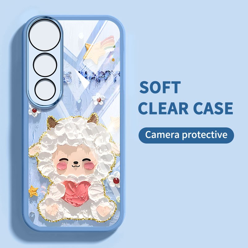 Vỏ YBD Cho Vivo V60 Lite 5G V50E V50 Lite V30 Pro V40 Pro V40 Lite Y200 Y300 Y31 Y21D 5G Tranh Sơn Dầu Động Vật Và Ngọc Trai Bướm Vỏ Điện Thoại
