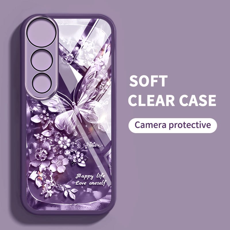 Vỏ YBD Cho Vivo V60 Lite 5G V50E V50 Lite V30 Pro V40 Pro V40 Lite Y200 Y300 Y31 Y21D 5G Tranh Sơn Dầu Động Vật Và Ngọc Trai Bướm Vỏ Điện Thoại