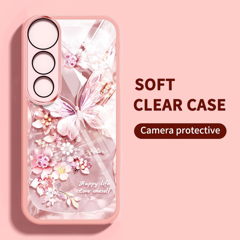 Vỏ YBD Cho Vivo V60 Lite 5G V50E V50 Lite V30 Pro V40 Pro V40 Lite Y200 Y300 Y31 Y21D 5G Tranh Sơn Dầu Động Vật Và Ngọc Trai Bướm Vỏ Điện Thoại
