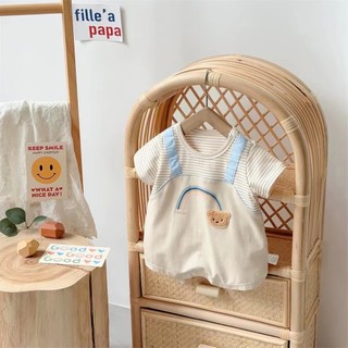 Bé trai sơ sinh Cotton hoạt hình dễ thương Quần yếm gấu phù hợp với áo liền quần mùa hè mềm mại và thoải mái (0-24 tháng