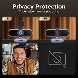Webcam Ugreen 4K/2K/1080P cho PC Ultra HD 1080P 60FPS, có micrô, Vỏ bảo mật, 70° Fov, PDAF Tự động lấy nét cho hội nghị