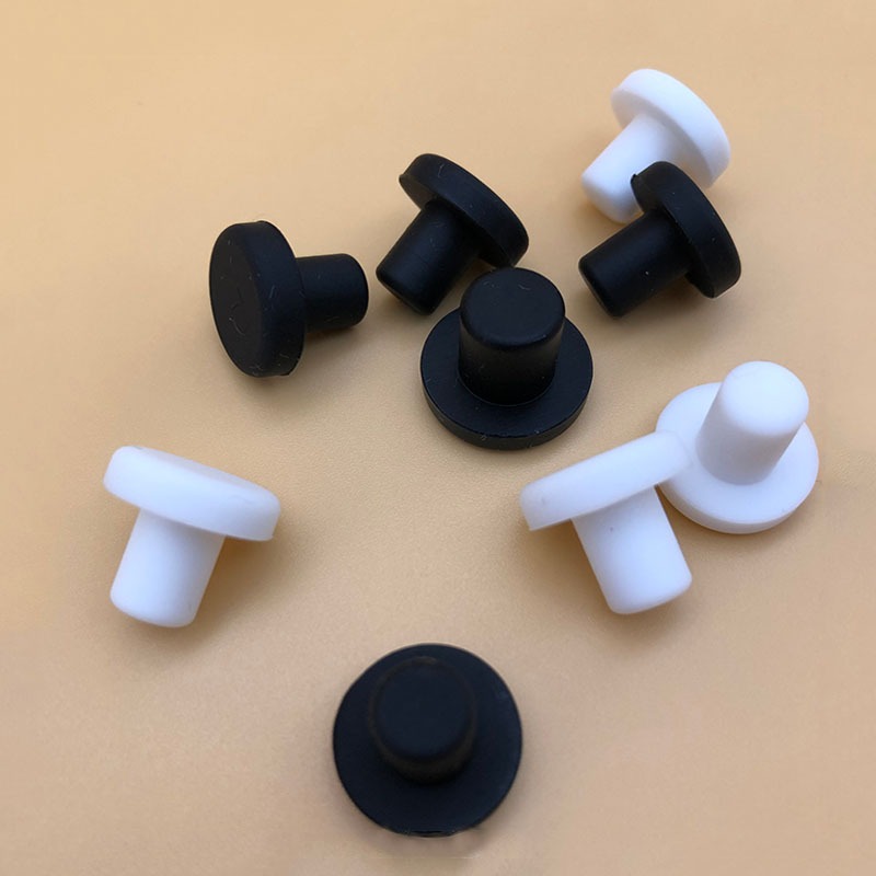 Chân Cao Su Silicon Nút Cao Su Lỗ Mũ Silicone Loại T Cắm Nút Chai Trắng / Đen Nhựa Tròn Kiểm Tra Nắp Ống