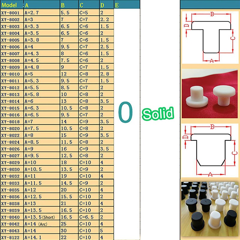 Chân Cao Su Silicon Nút Cao Su Lỗ Mũ Silicone Loại T Cắm Nút Chai Trắng / Đen Nhựa Tròn Kiểm Tra Nắp Ống
