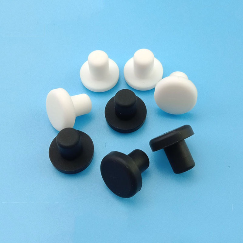 Chân Cao Su Silicon Nút Cao Su Lỗ Mũ Silicone Loại T Cắm Nút Chai Trắng / Đen Nhựa Tròn Kiểm Tra Nắp Ống