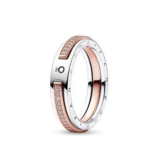 [Sản phẩm mới 2025] Nhẫn Logo Pavé hai tông màu - Quà tặng cổ điển