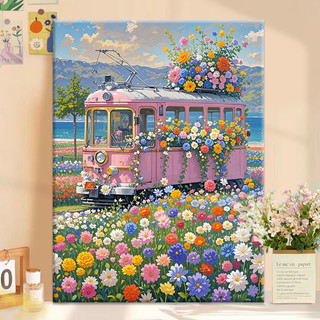 MOZI ✨40 * 50cm / 30 * 40cm canvas painting tranh tô màu theo số Xe Lửa Phong Cảnh Kỹ Thuật Số Tranh Sơn Dầu Tự Làm Đầy tranh sơn dầu số hoá bộ tô màu theo sốtranh số hoá anime
