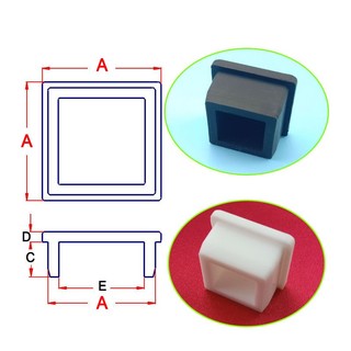 Đen / Trắng Vuông Silicon Cao Su Cuối Mũ Nội Thất Chân Ống Ống Chèn Phích Cắm Loại T Trống Cắm