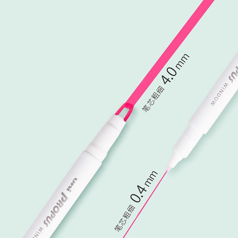 UNI PUS-103T highlighter hai đầu, bút sơn trắng, bút cửa sổ, bút nhiều màu cho tài khoản tay