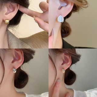 Bông tai hạt đậu kim loại nhỏ mạ điện vàng thật 925