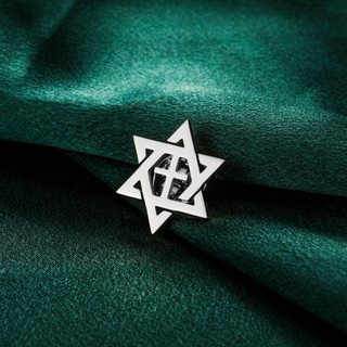 Hexagram chữ thập thổ cẩm vàng 24x21mm - Không mòn