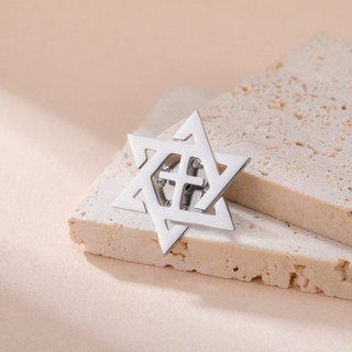 Hexagram chữ thập thổ cẩm vàng 24x21mm - Không mòn