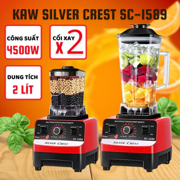 Máy xay sinh tố đa chức năng KAW Silver CREST Máy xay sinh tố công nghiệp 2 máy xay sinh tố công suất 4500W Pengisar 2.5L Máy xay sinh tố nặng Máy xay sinh tố trái cây dung tích cao Máy chế biến thực 