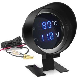 Đèn LED Kỹ Thuật Số Xe Tải Nhiệt Độ Nước Đồng Hồ Đo Vôn Kế 2 Trong 1 Cho 12V 24V Xe Tải Nước Xe Máy Nhiệt Độ Có Chân Đế