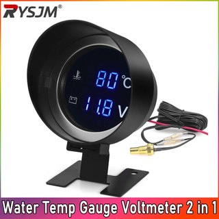 Đèn LED Kỹ Thuật Số Xe Tải Nhiệt Độ Nước Đồng Hồ Đo Vôn Kế 2 Trong 1 Cho 12V 24V Xe Tải Nước Xe Máy Nhiệt Độ Có Chân Đế
