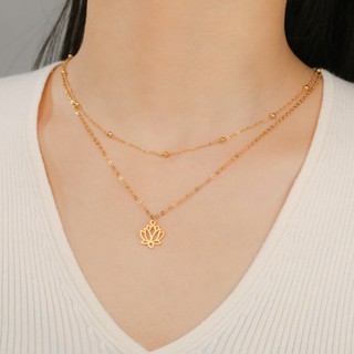 Vòng cổ mặt dây chuyền hoa sen thanh lịch, làm từ thép titan