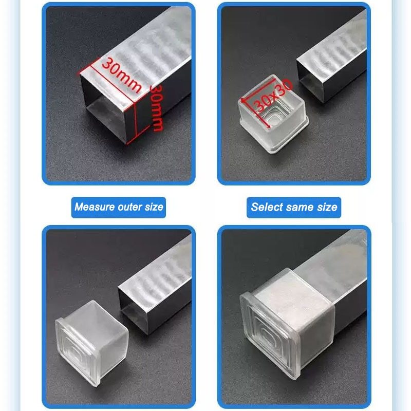 Tròn / Hình Chữ Nhật Trong Suốt Ống Cắm Nắp Ống Bảo Vệ Lỗ PVC Đầu Nắp Nội Thất Bàn Chân Đầu Ghế Chân Miếng Lót Bảo Vệ Bao