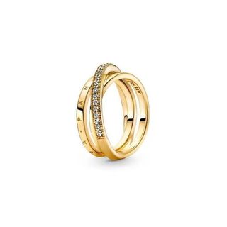 [Sản phẩm mới 2025] Nhẫn kim cương ba vòng đan xen khảm khảm S925 Nhẫn nhiều vòng vàng hồng