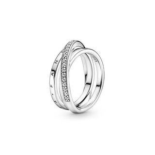 [Sản phẩm mới 2025] Nhẫn kim cương ba vòng đan xen khảm khảm S925 Nhẫn nhiều vòng vàng hồng