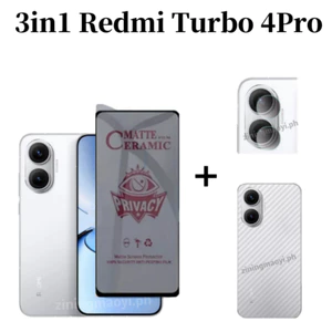 3in1 Redmi Turbo 4Pro Phim bảo mật chống gián điệp cho Redmi Turbo4 Turbo3 Bảo vệ màn hình ống kính máy ảnh và phim mặt sau