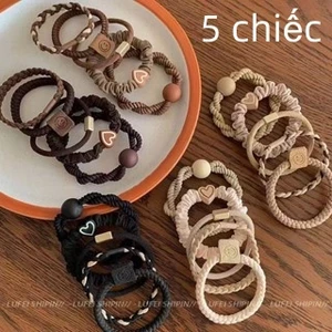5-Pack, Dây buộc tóc phong cách Hàn Quốc khéo léo, dây buộc tóc màu cà phê sữa, dây buộc tóc mới có độ đàn hồi cao cho các cô gái, phụ kiện tóc đơn giản