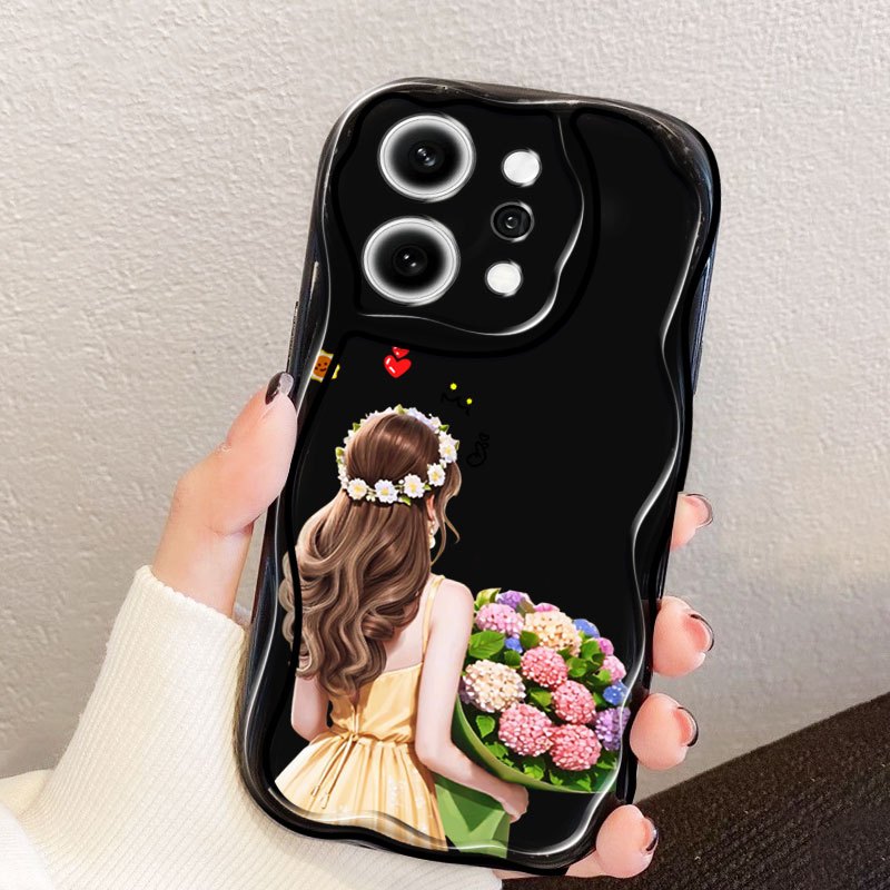 Ốp Điện Thoại YBD Cho OPPO A6 Pro F31 5G Reno 14 Pro Reno 13 Pro Reno 13F 4G 5G Mặt Sau Cô Gái Cầm Hoa