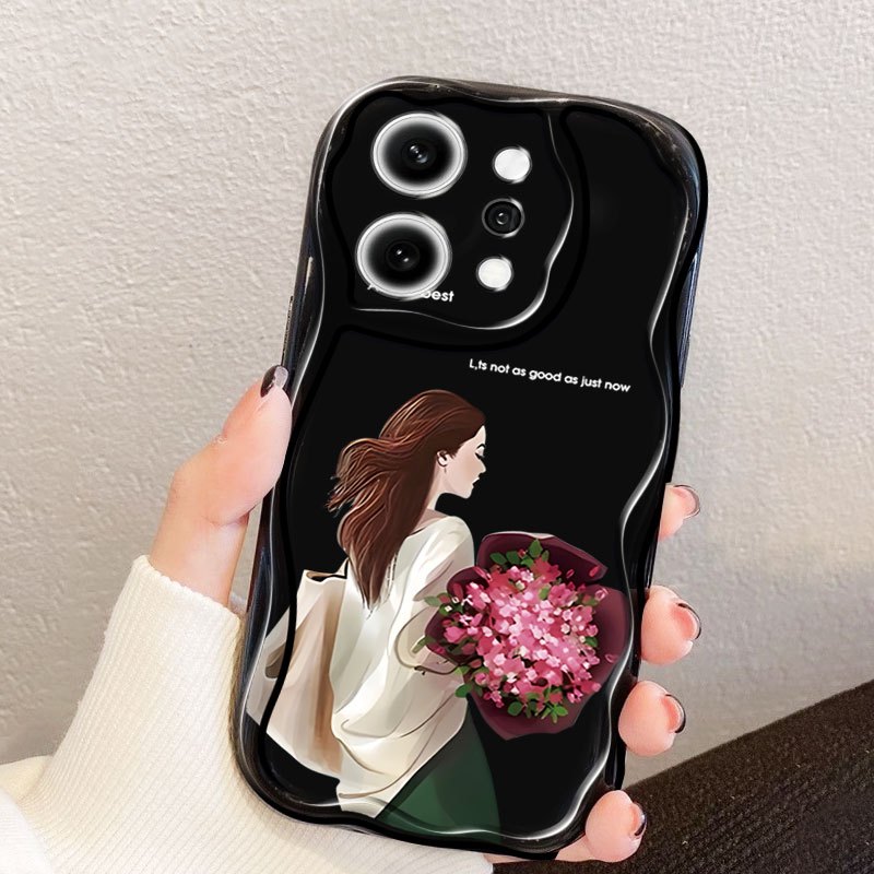 Ốp Điện Thoại YBD Cho OPPO A6 Pro F31 5G Reno 14 Pro Reno 13 Pro Reno 13F 4G 5G Mặt Sau Cô Gái Cầm Hoa