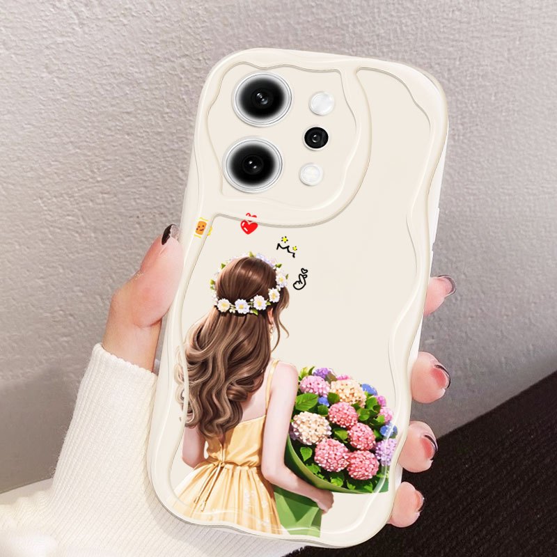 Ốp Điện Thoại YBD Cho OPPO A6 Pro F31 5G Reno 14 Pro Reno 13 Pro Reno 13F 4G 5G Mặt Sau Cô Gái Cầm Hoa