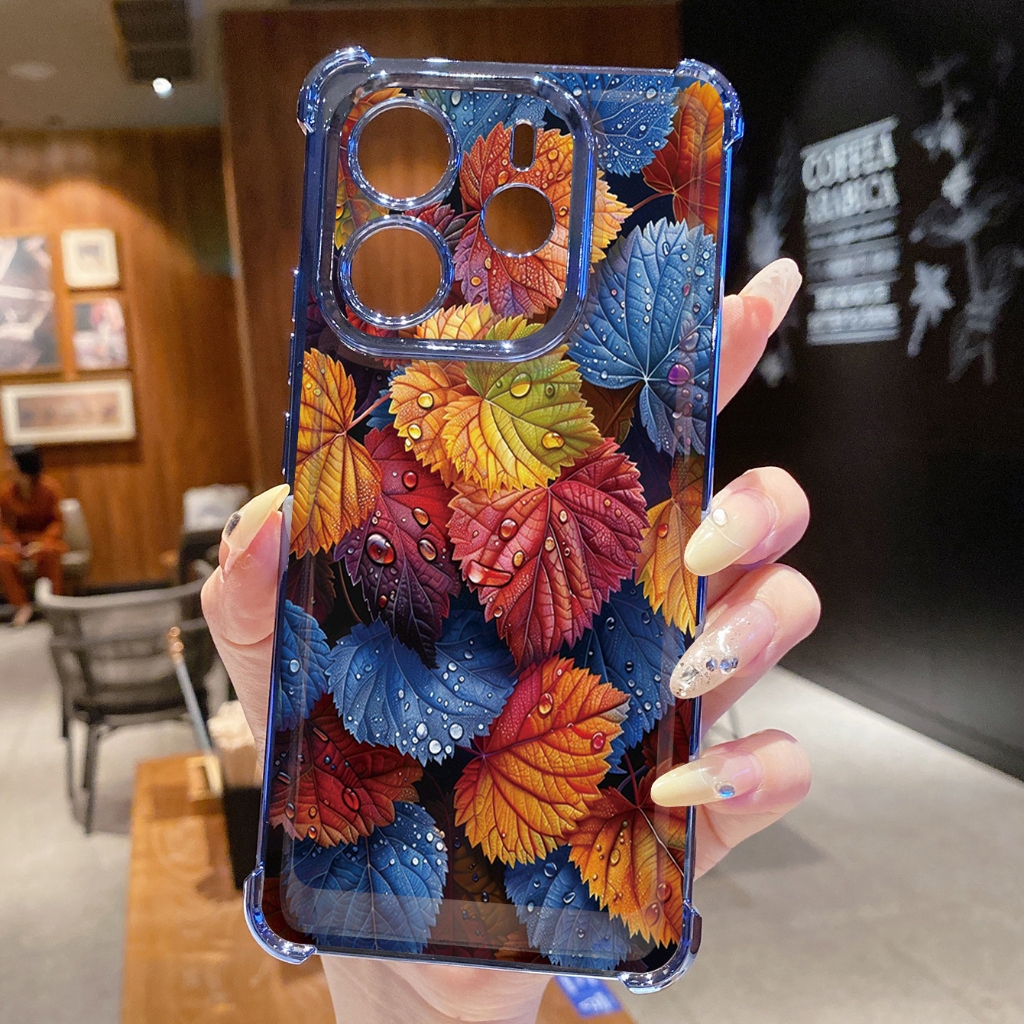 Dành Cho Xiaomi Redmi Note 14 13 Pro 5G 4G 12 13C 14C Vỏ Mạ Trong Suốt Lá Sang Trọng Chống Rơi