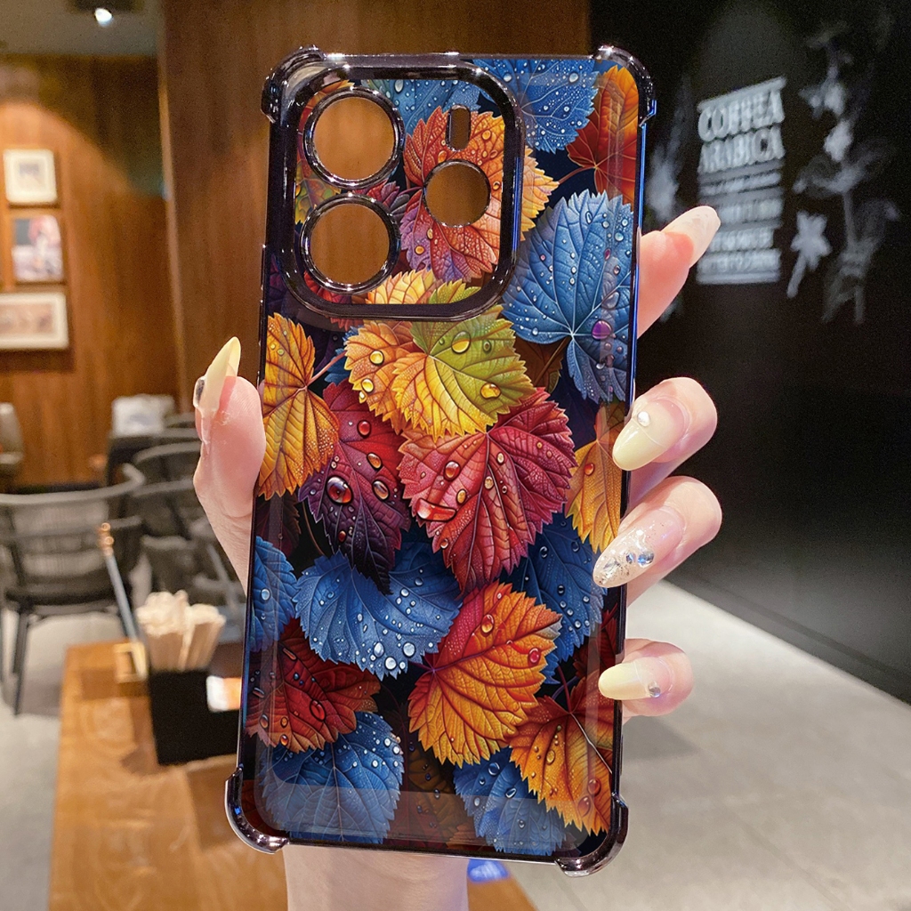 Dành Cho Xiaomi Redmi Note 14 13 Pro 5G 4G 12 13C 14C Vỏ Mạ Trong Suốt Lá Sang Trọng Chống Rơi