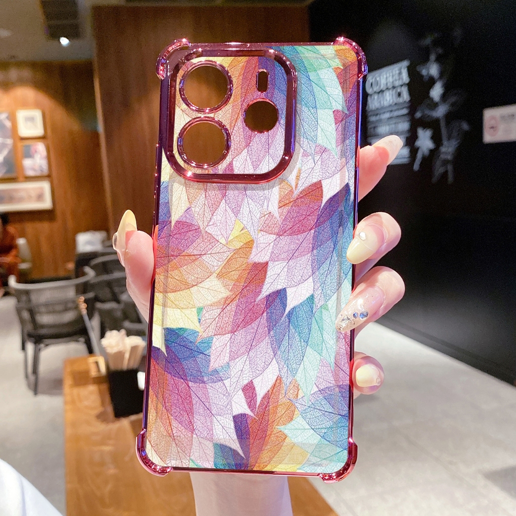 Dành Cho Xiaomi Redmi Note 14 13 Pro 5G 4G 12 13C 14C Vỏ Mạ Trong Suốt Lá Sang Trọng Chống Rơi