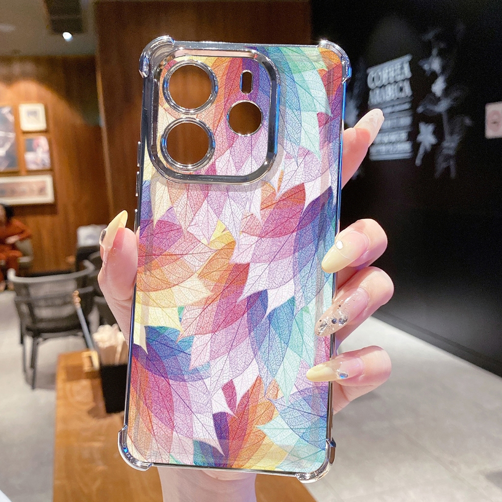 Dành Cho Xiaomi Redmi Note 14 13 Pro 5G 4G 12 13C 14C Vỏ Mạ Trong Suốt Lá Sang Trọng Chống Rơi