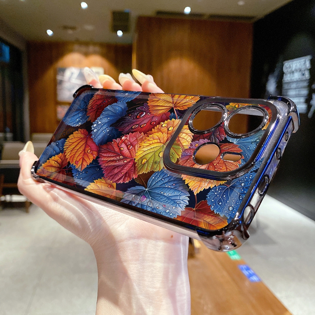 Dành Cho Xiaomi Redmi Note 14 13 Pro 5G 4G 12 13C 14C Vỏ Mạ Trong Suốt Lá Sang Trọng Chống Rơi