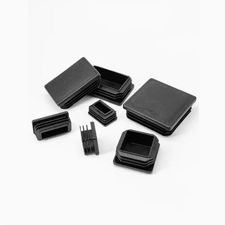 Vuông / Ectangle Nhựa Đen Trống Cuối Mũ Nội Thất Chân Ống Ống Chèn Phích Cắm Bung Trang Trí Bụi Bao