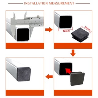Vuông / Ectangle Nhựa Đen Trống Cuối Mũ Nội Thất Chân Ống Ống Chèn Phích Cắm Bung Trang Trí Bụi Bao