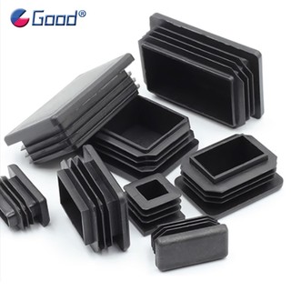 Vuông / Ectangle Nhựa Đen Trống Cuối Mũ Nội Thất Chân Ống Ống Chèn Phích Cắm Bung Trang Trí Bụi Bao