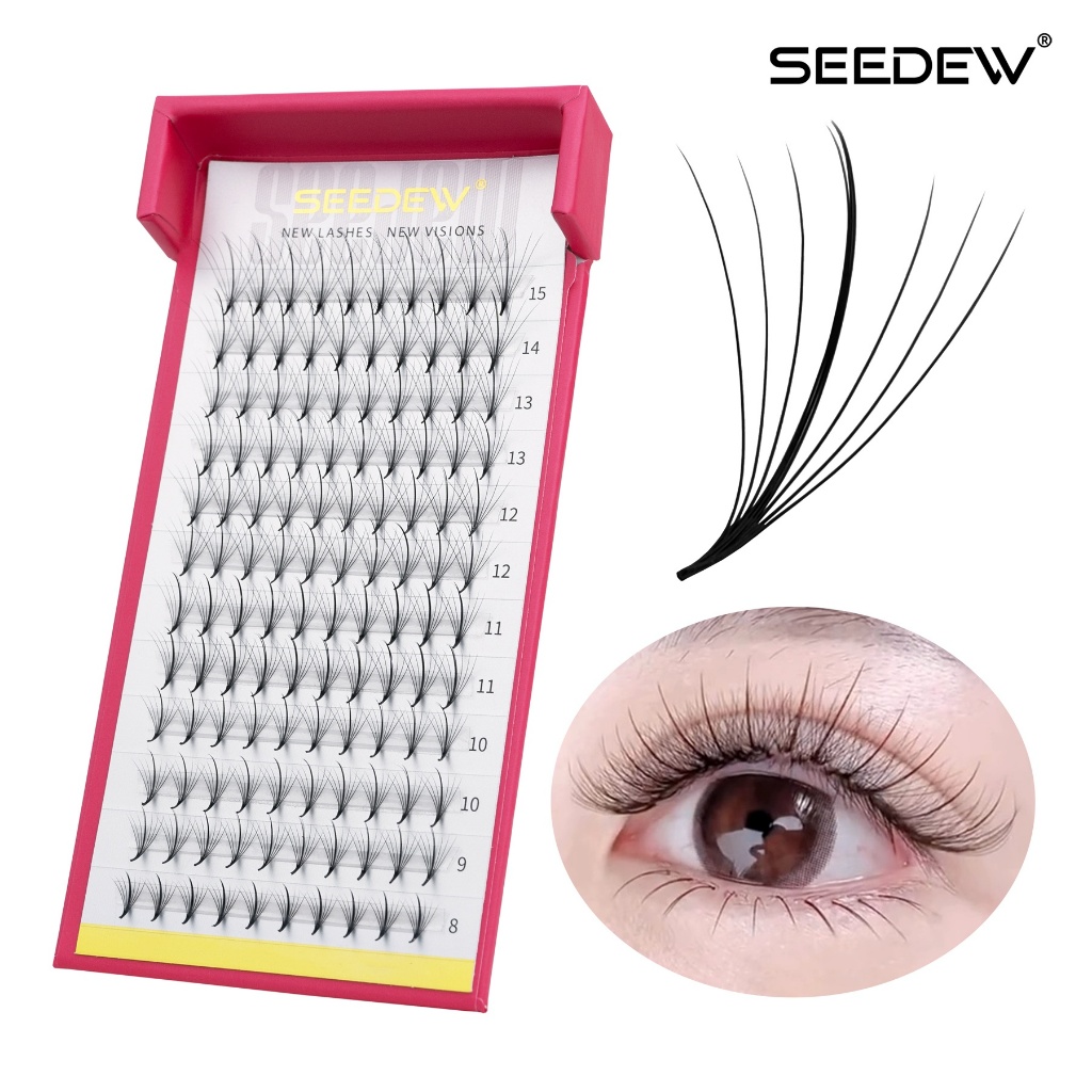 SEEDEW Pre-made 7D Sandwiched Fairy Lashes Lông mi giả mềm mại tự nhiên Lông mi nở lớn
