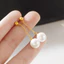 Bông tai titan nữ không gỉ mạ vàng 18k thiết kế ngọc trai nhân tạo thời trang tinh tế