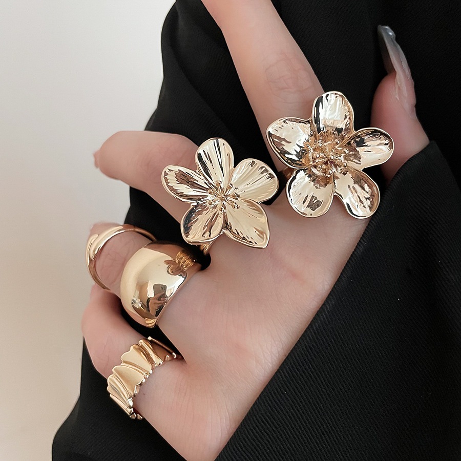 [Jewbeauty] Nhẫn mở hạt đậu hoa không đều dát kim cương thời trang Châu Âu và Mỹ Nhẫn ngón trỏ trang sức tay
