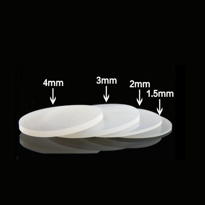 Miếng đệm silicon tròn rắn màu trắng Miếng đệm độ dày 1 / 2 / 3 / 5mm Đường kính 10-100mm