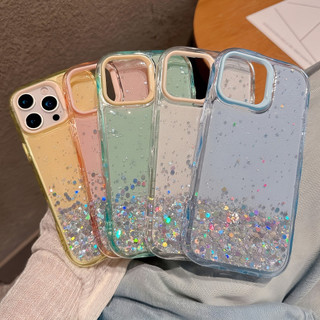 Kẹo Màu Lấp Lánh Ngôi Sao Bột Sequin Silicon Ốp Lưng Điện Thoại iPhone 16Promax 16Plus 15Promax 11 12 13 14 Pro Max Chống Sốc Nữ Điện Thoại Di Động